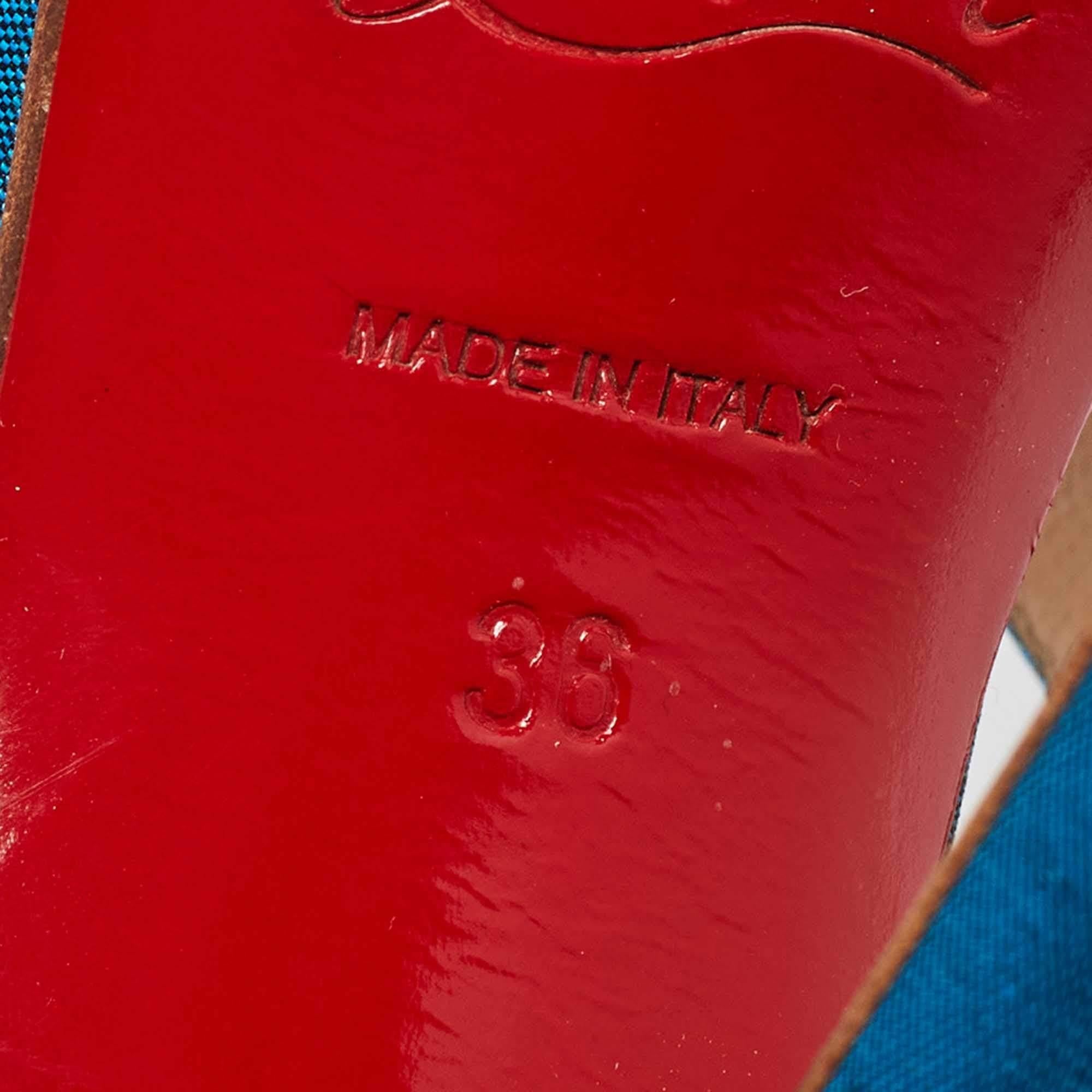 Christian Louboutin Sandalias de plataforma Pour Monsieur de satén azul tamaño 36 en venta 3