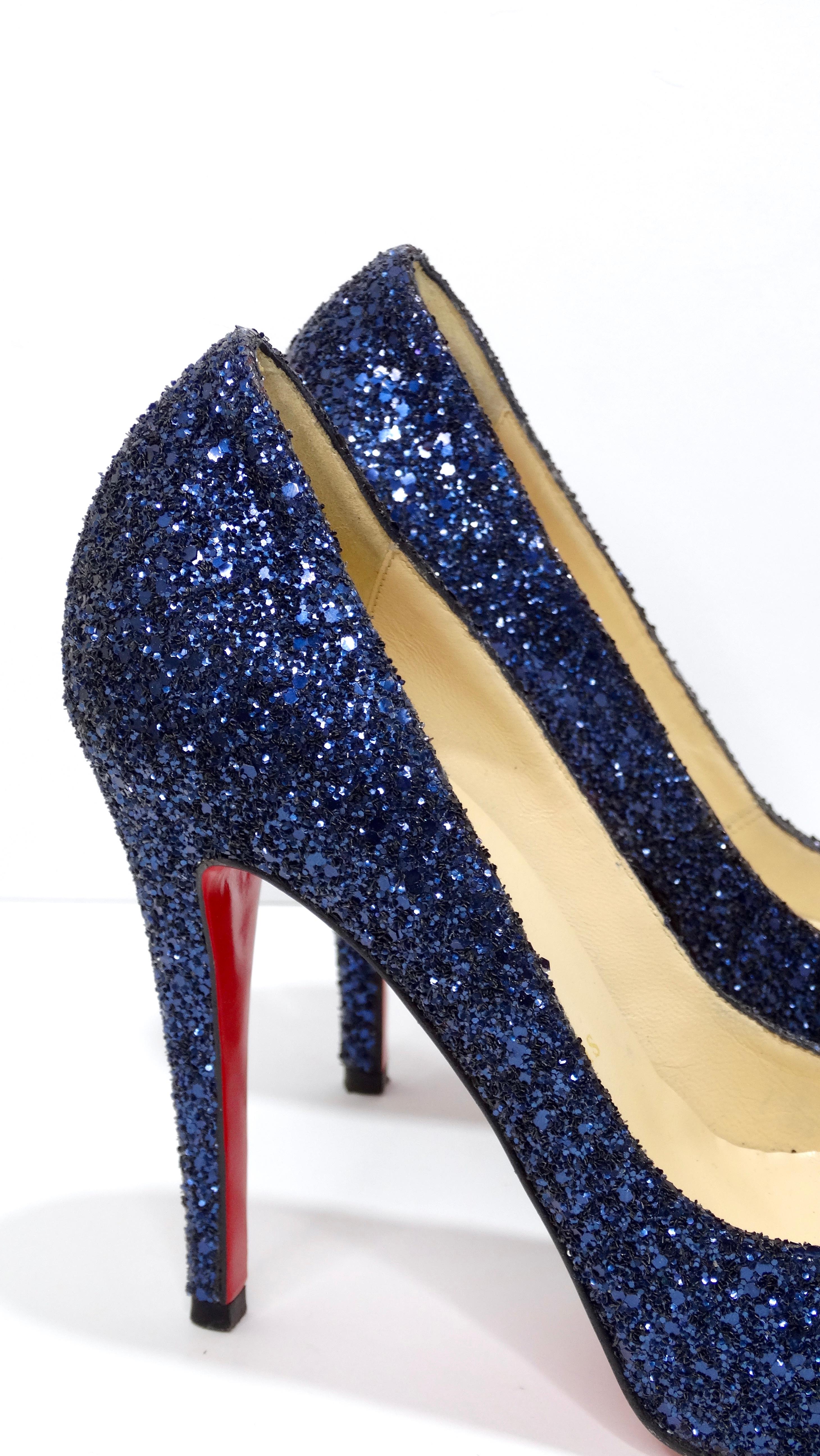 blue sequin heels