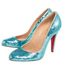 Christian Louboutin Blue Sequins Simple Pumps Size 37