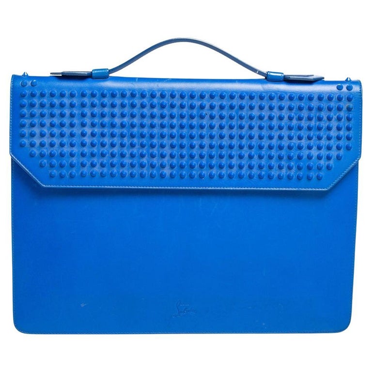 Christian Louboutin Blue Spiked Leather Alexis Document Holder at 1stDibs