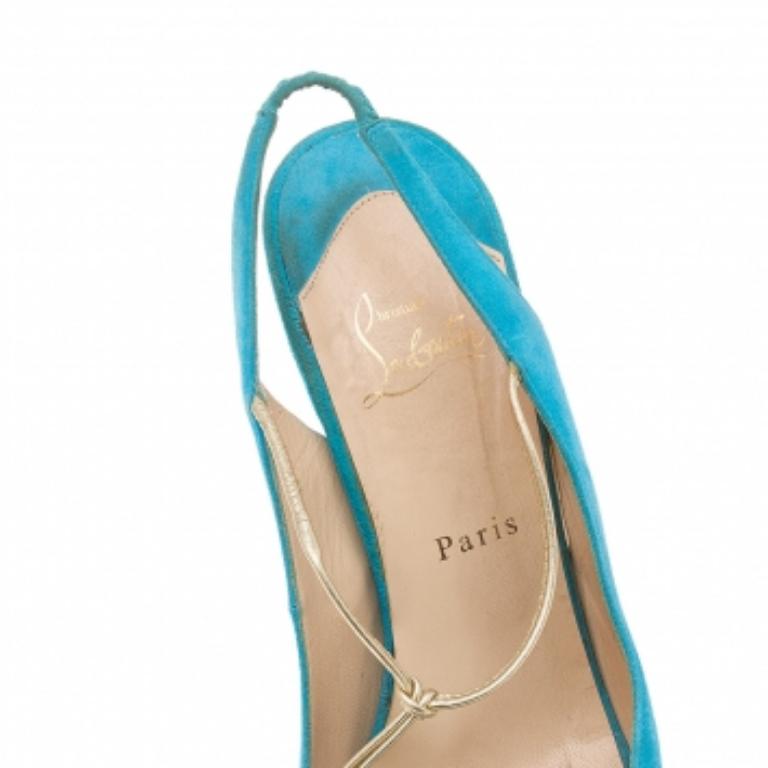 Christian Louboutin Alta Spritney Sandales à plateforme en daim bleu Taille 40 Pour femmes en vente