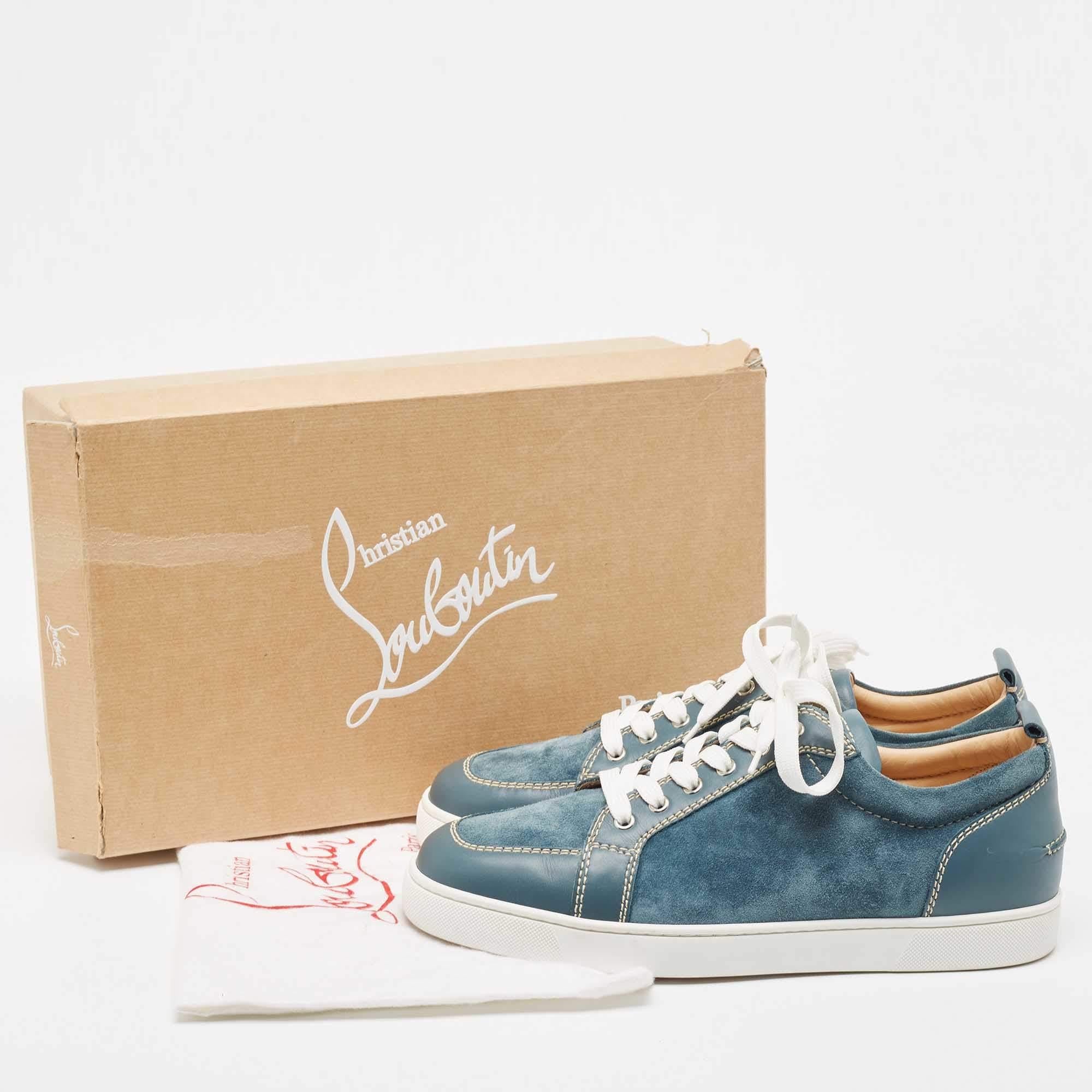Christian Louboutin Blue Suede and Leather Rantulow Sneakers Size 44.5 5