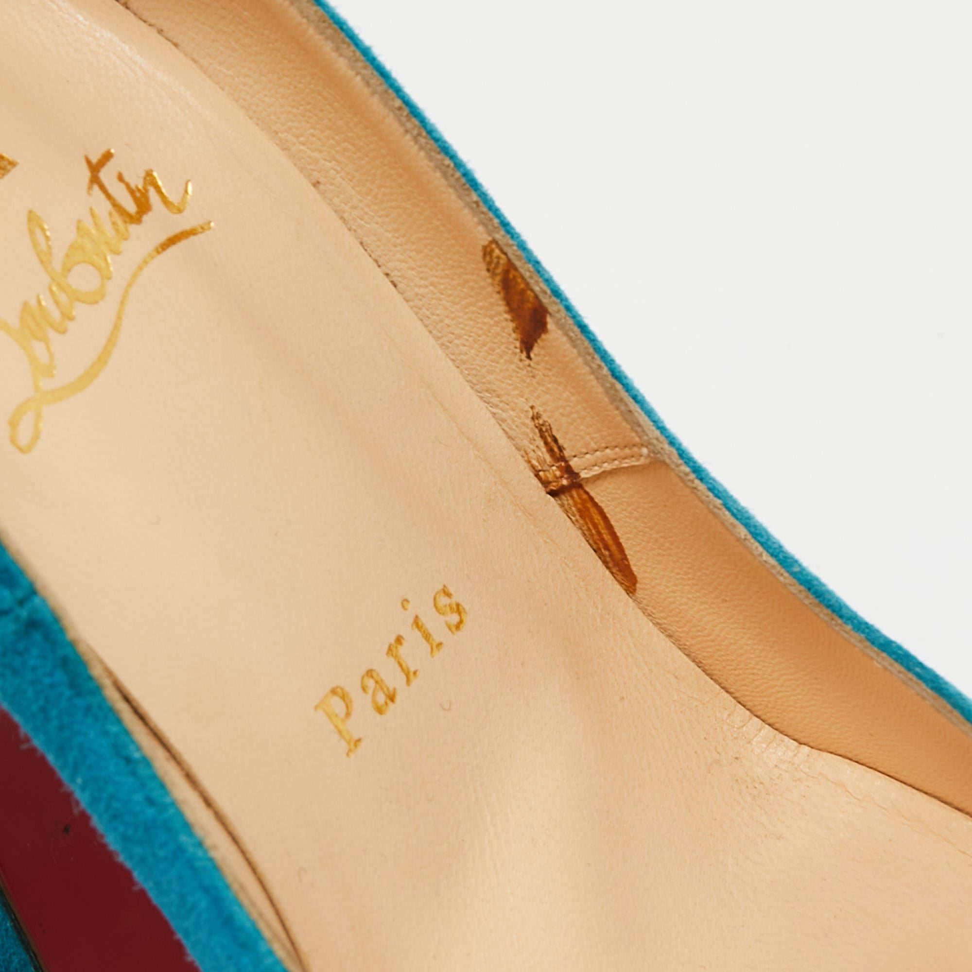 Christian Louboutin escarpins Bibi à plateforme en daim bleu, taille 36 Pour femmes en vente