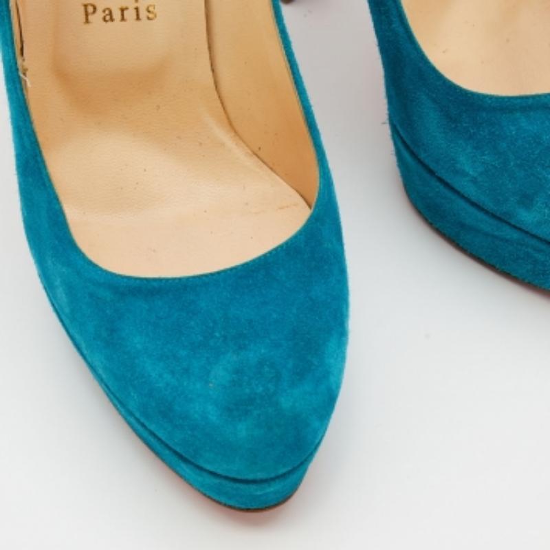 Christian Louboutin escarpins Bibi à plateforme en daim bleu, taille 39 Pour femmes en vente