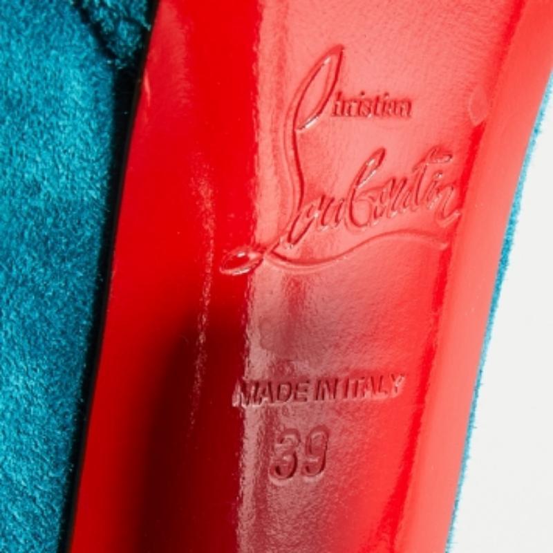 Christian Louboutin escarpins Bibi à plateforme en daim bleu, taille 39 en vente 3