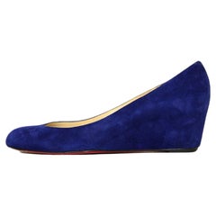 Christian Louboutin Blue Suede Covered Wedges sz 41