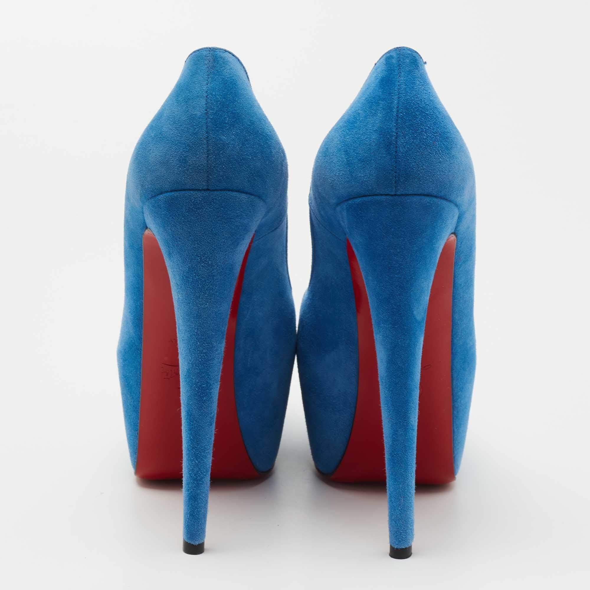 Christian Louboutin Blue Suede Daffodile Platform Pumps Size 39 2