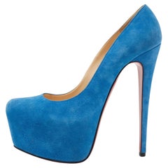 Christian Louboutin Blue Suede Daffodile Platform Pumps Size 39