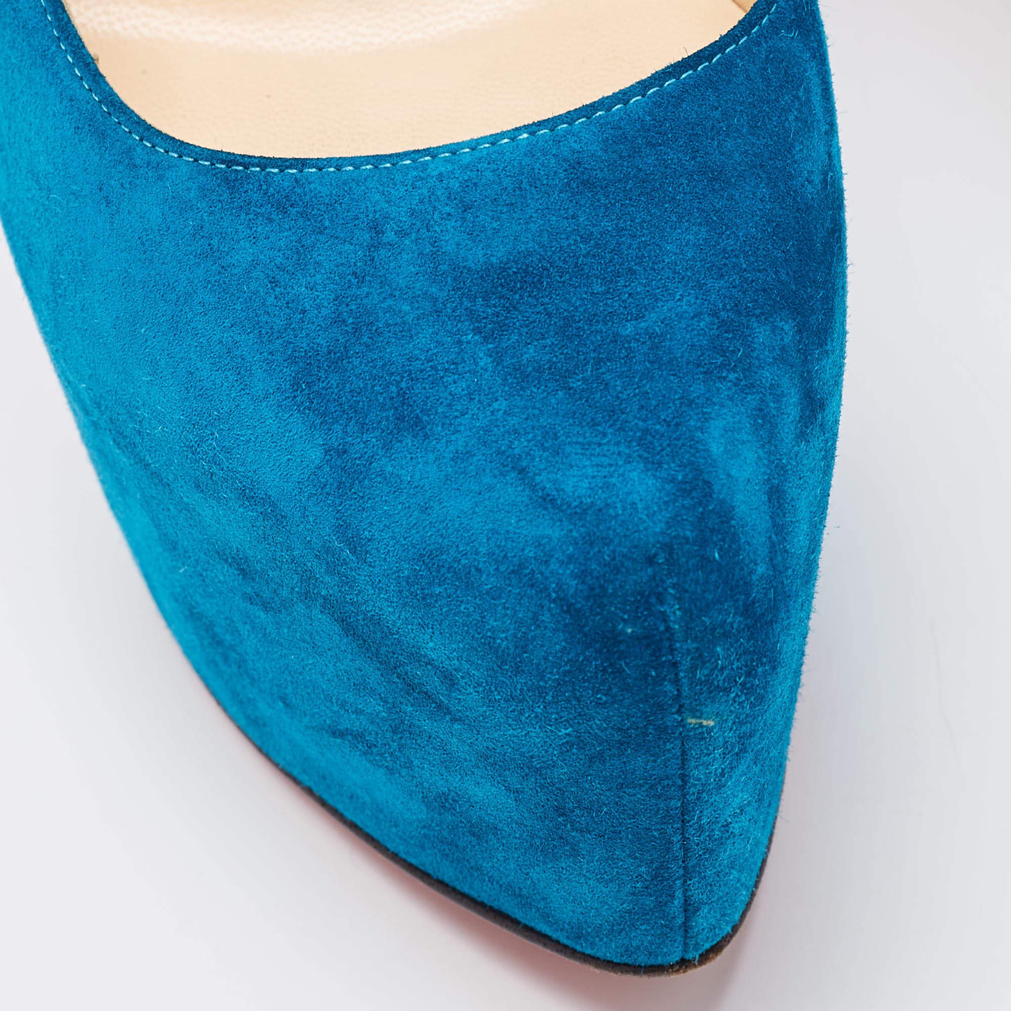 Christian Louboutin Blue Suede Daffodile Pumps Size 37 For Sale 2