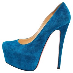 Christian Louboutin Blue Suede Daffodile Pumps Size 37