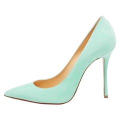 Christian Louboutin Blue Suede Decoltish Pointed Toe Pumps Size 39