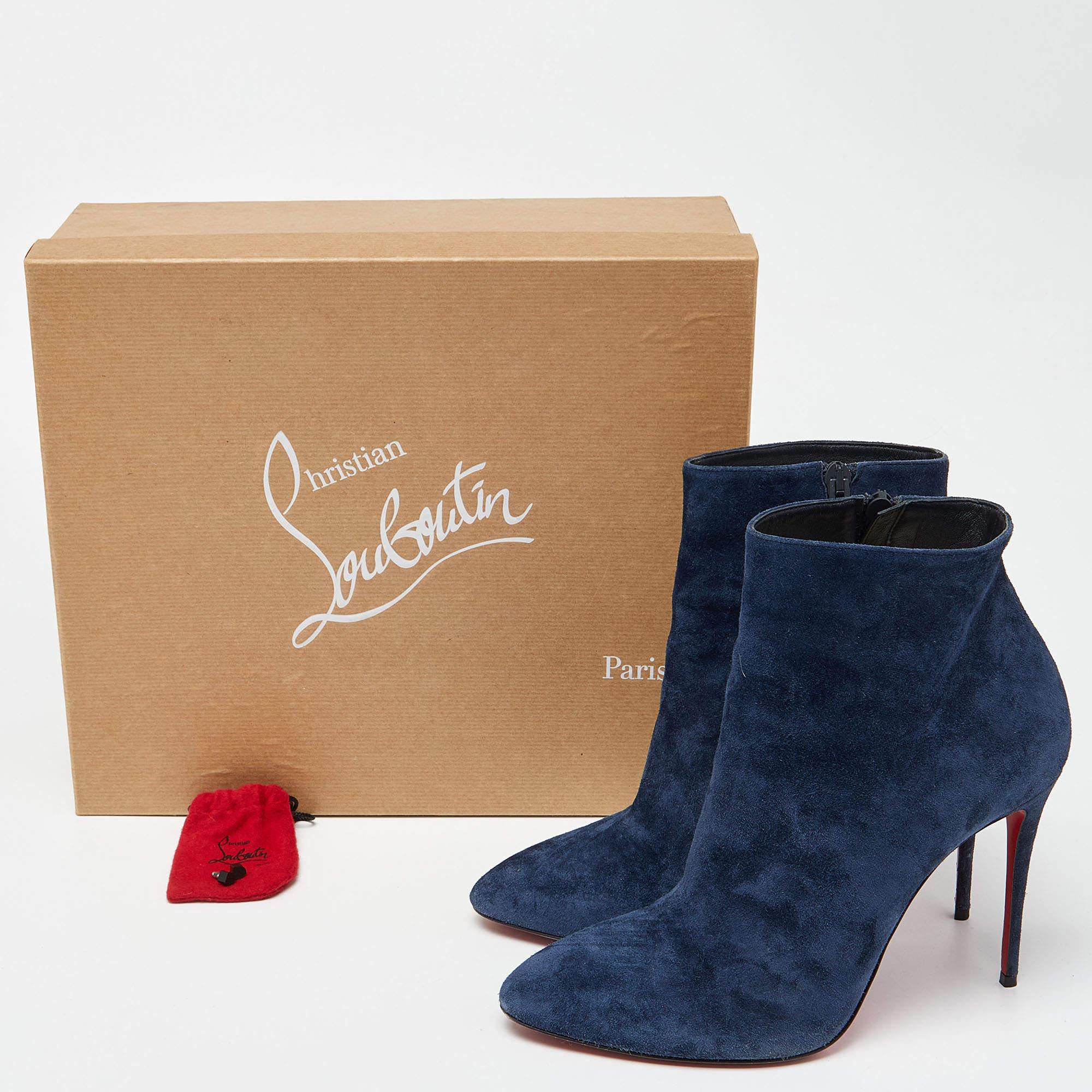 Christian Louboutin Blue Suede Eloise 85 Boots Size 40.5 4