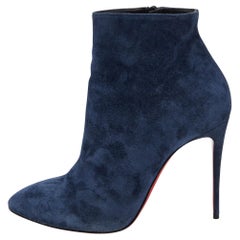 Christian Louboutin Blue Suede Eloise 85 Boots Size 40.5