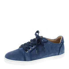 Christian Louboutin Blue Suede Gondolo Sneakers Size 40.5