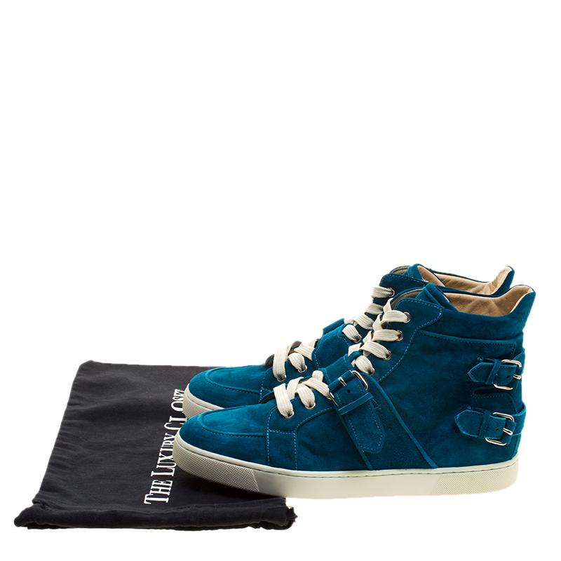 Christian Louboutin Blue Suede High Top Sneakers Size 45 1