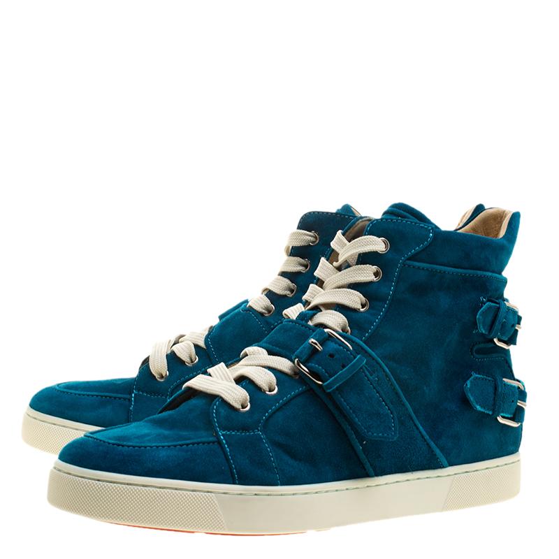 Christian Louboutin Blue Suede High Top Sneakers Size 45 3