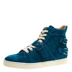Christian Louboutin Blue Suede High Top Sneakers Size 45