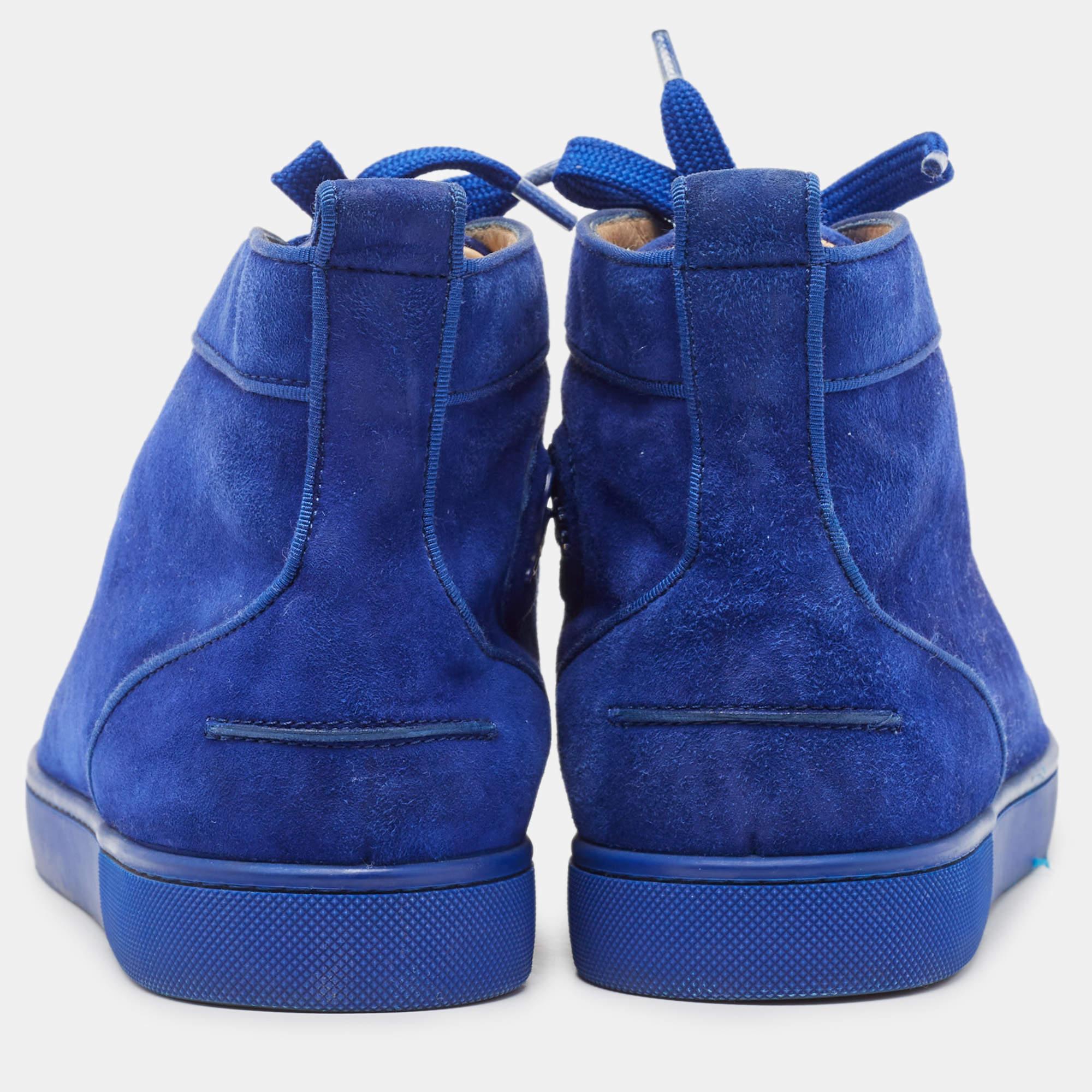 Christian Louboutin Blue Suede Leather High Top Sneakers Size 42 1