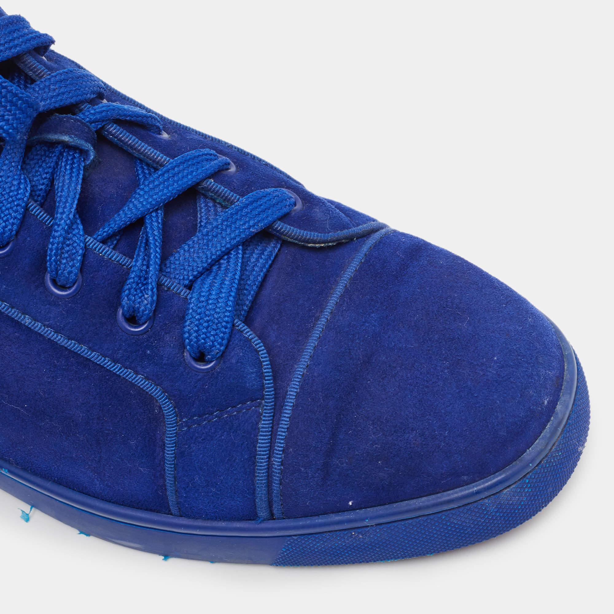 Christian Louboutin Blue Suede Leather High Top Sneakers Size 42 4