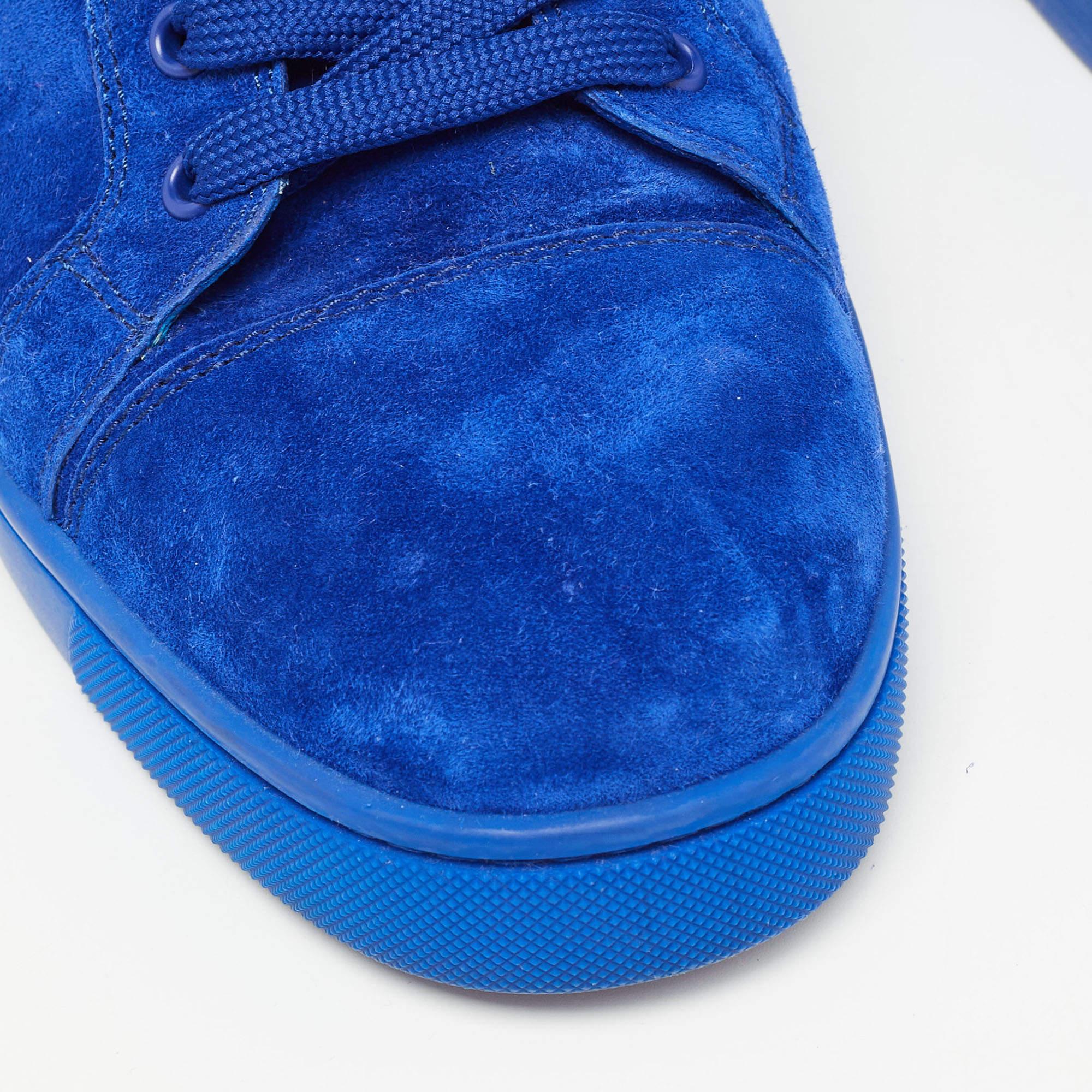 Christian Louboutin Blue Suede Leather Low Top Sneakers Size 42.5 1