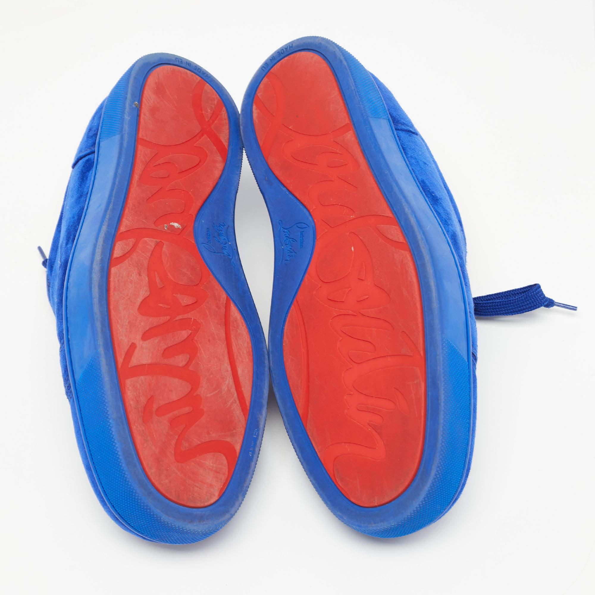 Christian Louboutin Blue Suede Leather Low Top Sneakers Size 42.5 For Sale 4