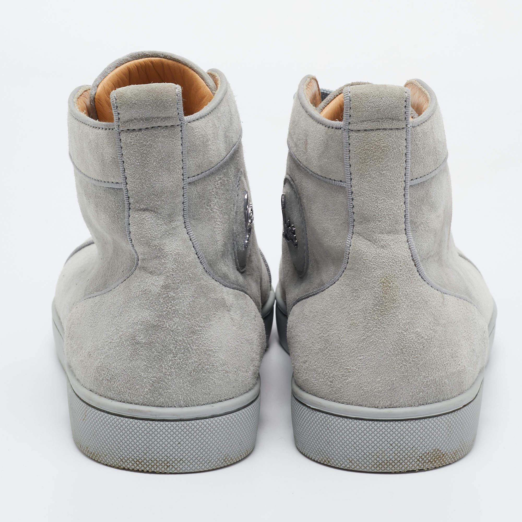 Men's Christian Louboutin Blue Suede Louis High Top Sneakers Size 42