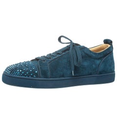 Christian Louboutin Light Blue Crystals Louis Orlato High Top Sneakers Size  38 For Sale at 1stDibs