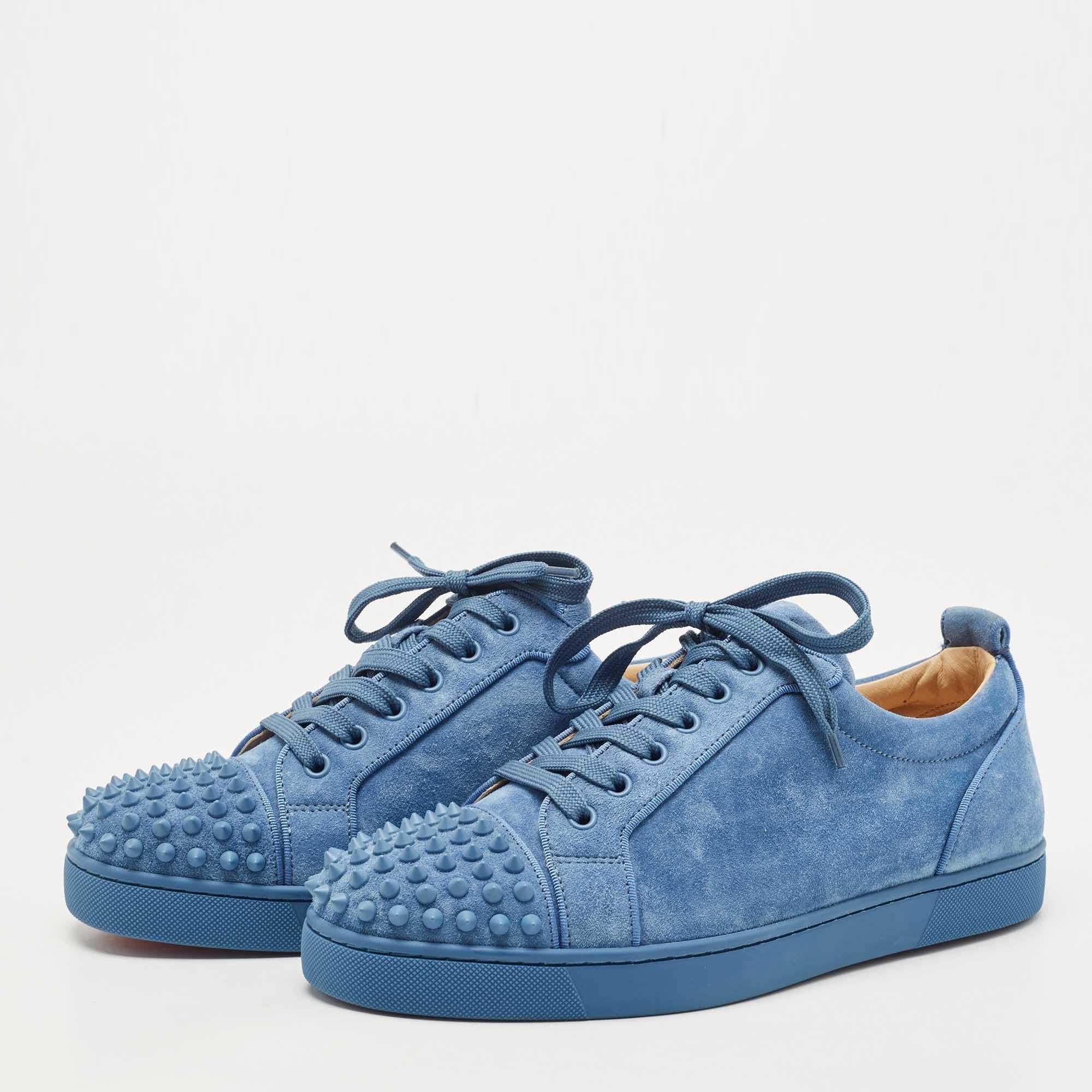christian louboutin blue suede sneakers