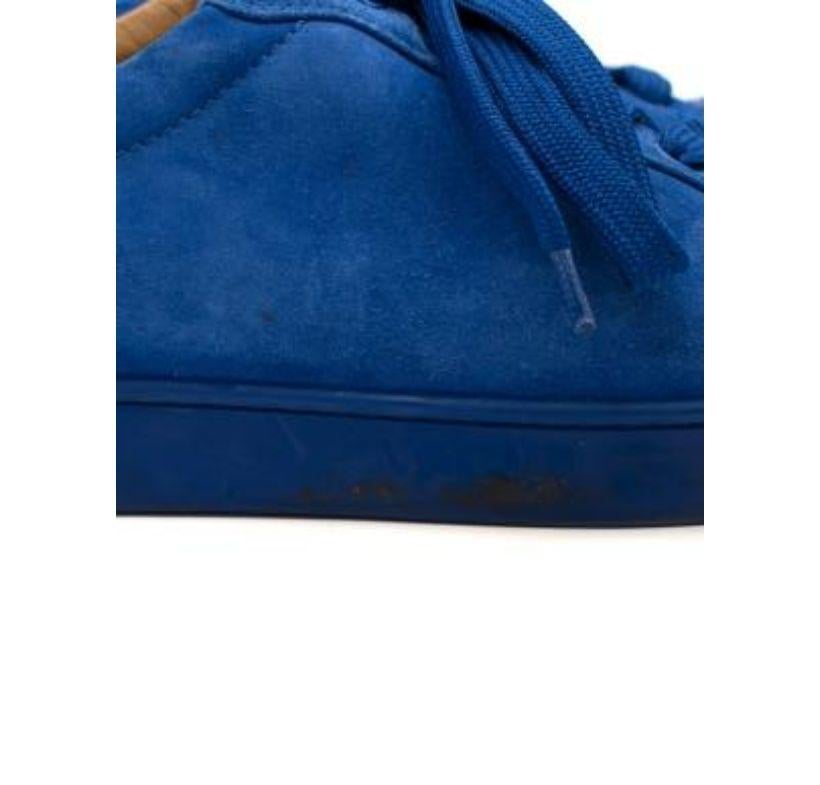 Christian Louboutin Blue Suede Louis Junior Studded Low Top Trainers For Sale 3