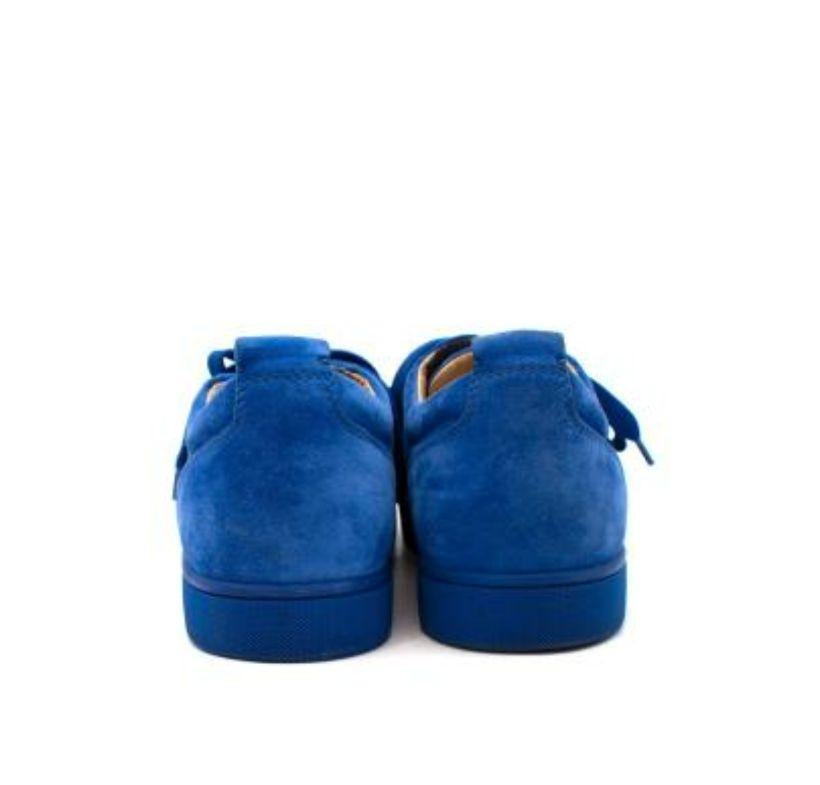 Brown Christian Louboutin Blue Suede Louis Junior Studded Low Top Trainers For Sale