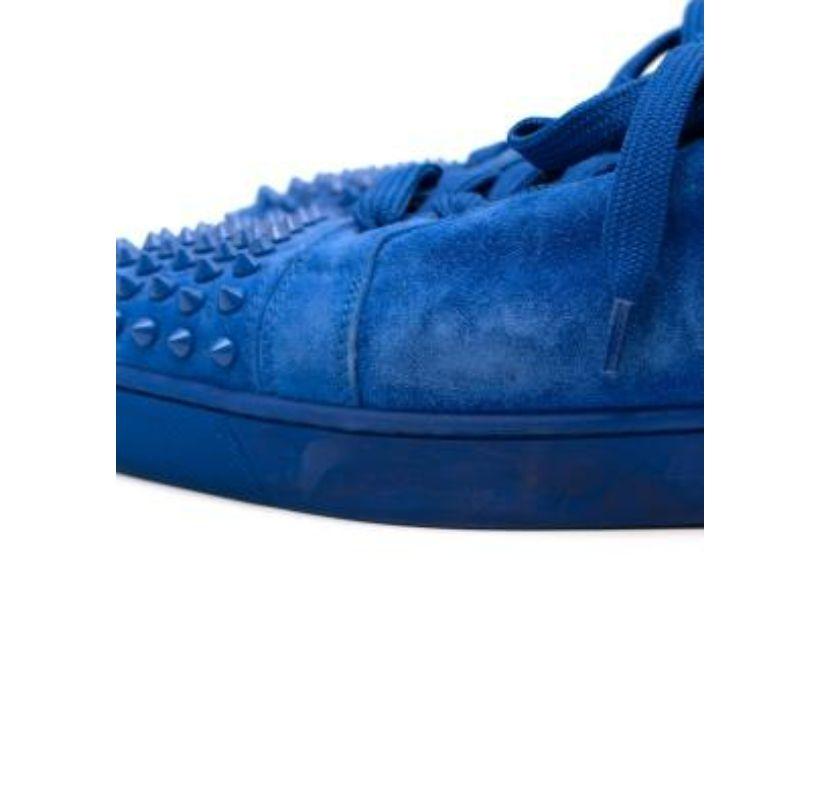 Women's Christian Louboutin Blue Suede Louis Junior Studded Low Top Trainers For Sale