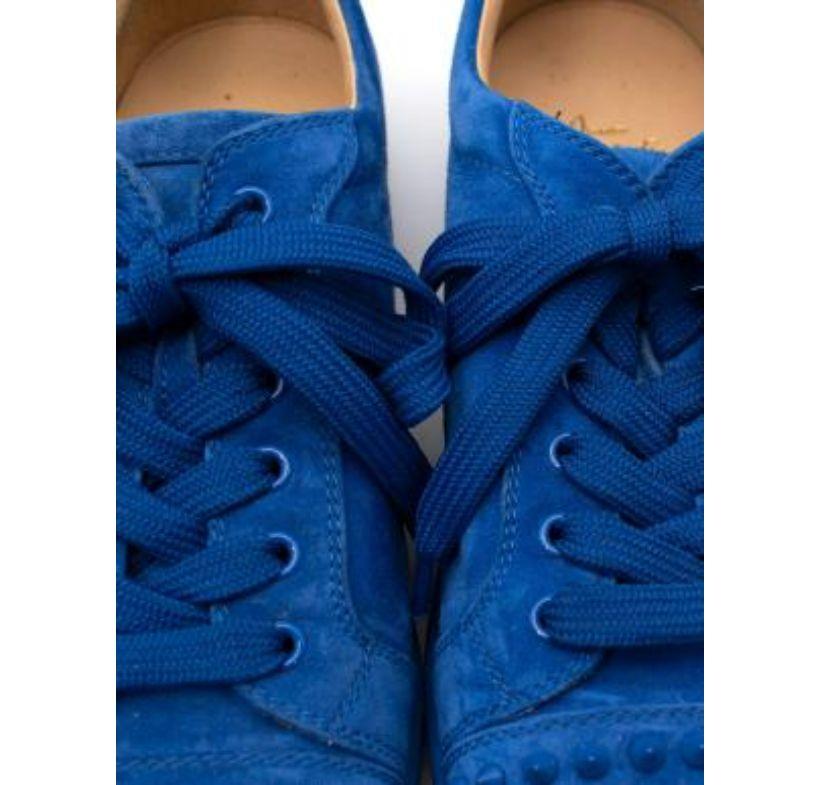 Christian Louboutin Blue Suede Louis Junior Studded Low Top Trainers For Sale 1