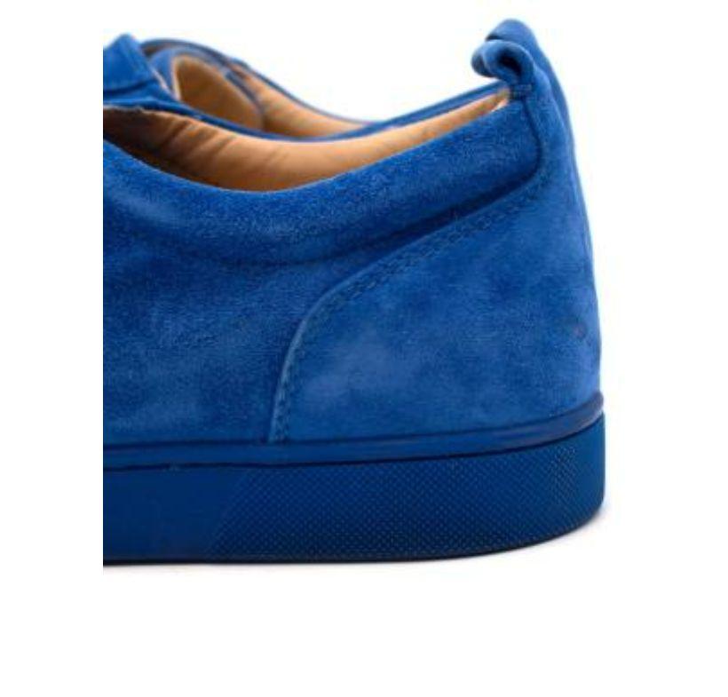 Christian Louboutin Blue Suede Louis Junior Studded Low Top Trainers For Sale 2