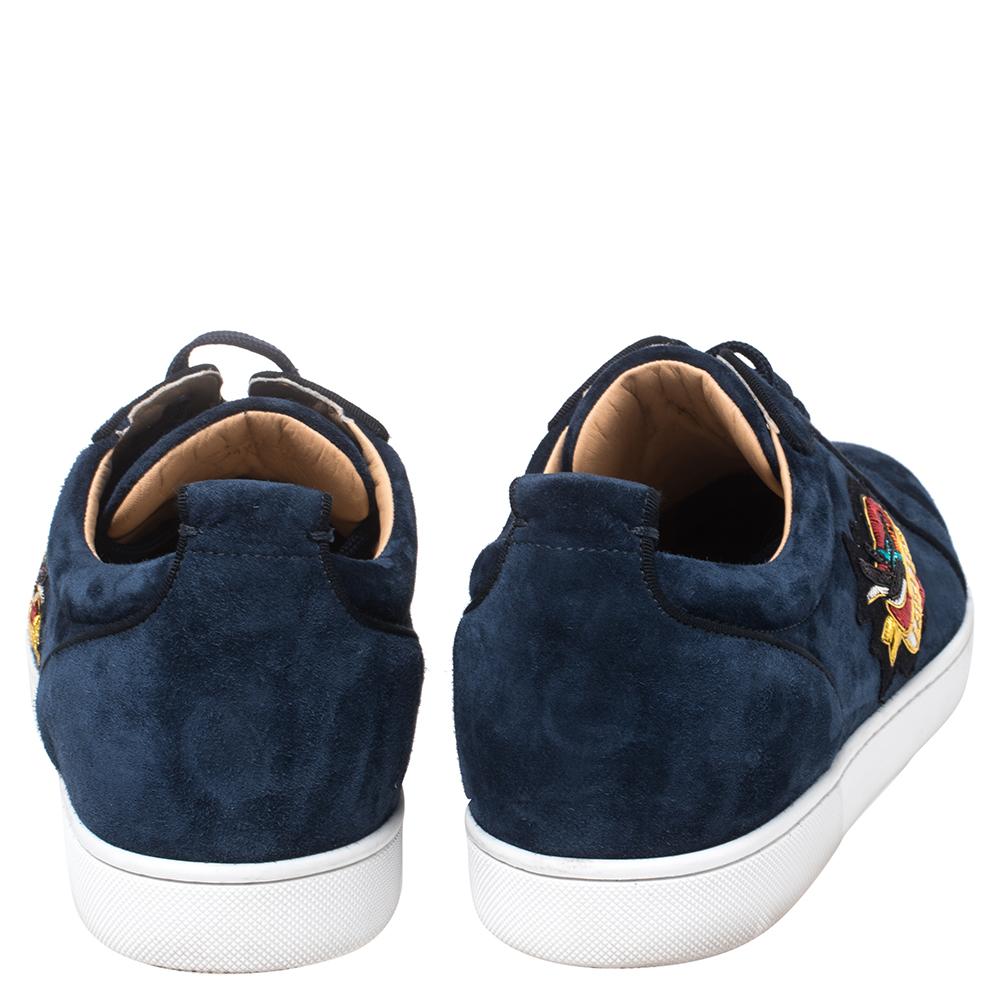 christian louboutin blue suede sneakers