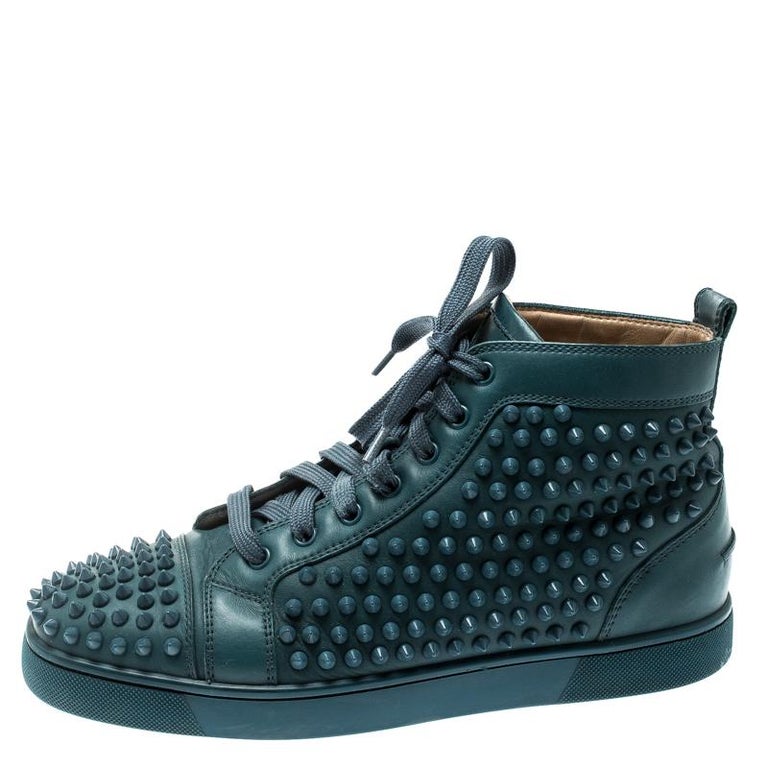 Christian Louboutin Blue Suede Louis Spike High Top Sneakers Size 41 ...