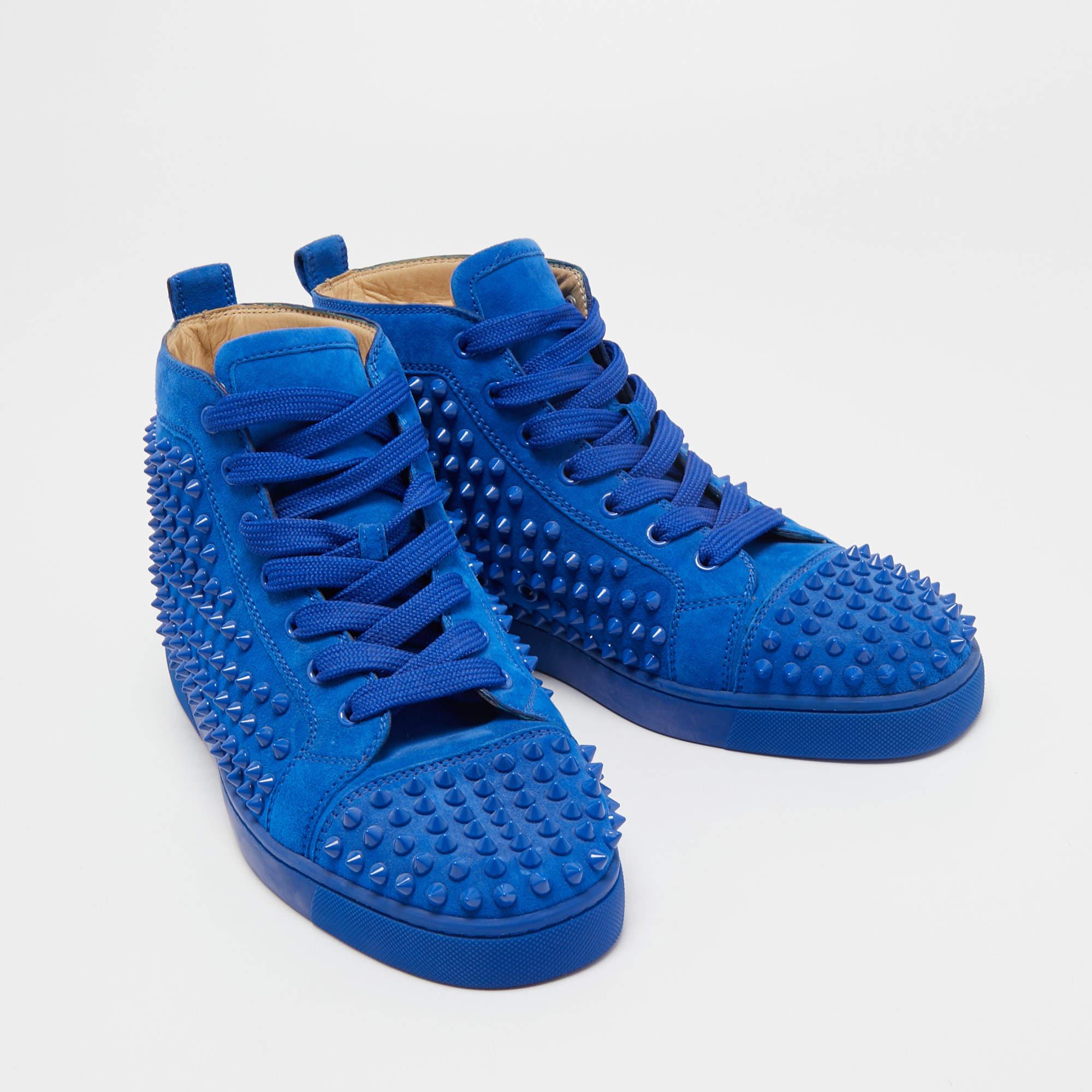 christian louboutin blue high tops