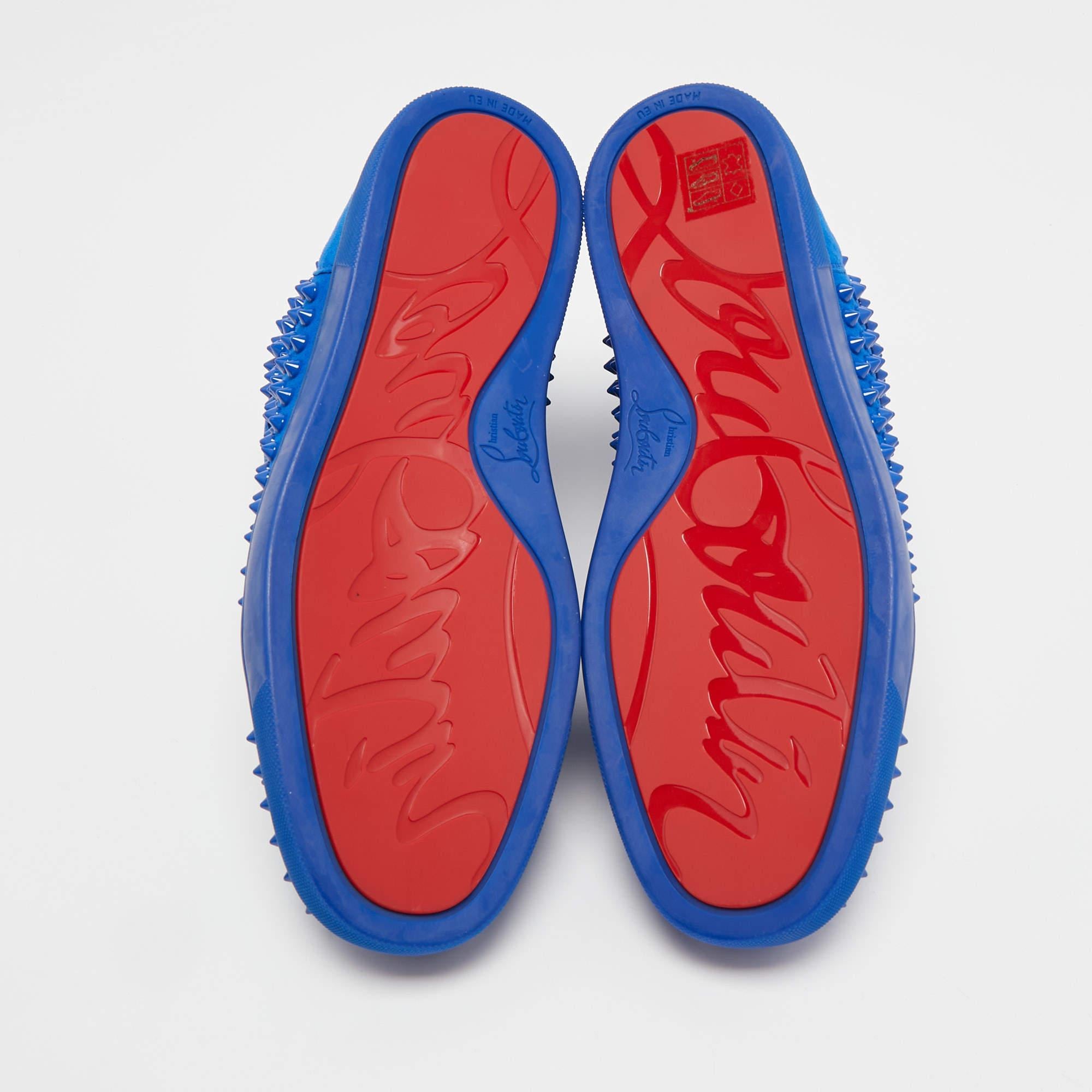 Christian Louboutin Blue Suede Louis Spikes High Top Sneakers Size 40.5 1