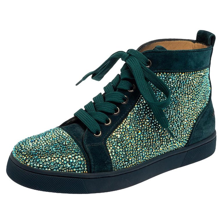 Christian Louboutin Blue Suede Louis Strass High Top Sneakers Size 37 at  1stDibs