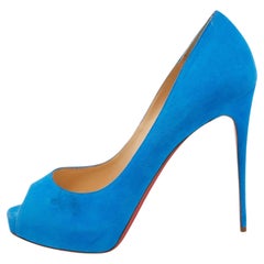 Christian Louboutin Blue Suede New Very Prive Pumps Size 40.5