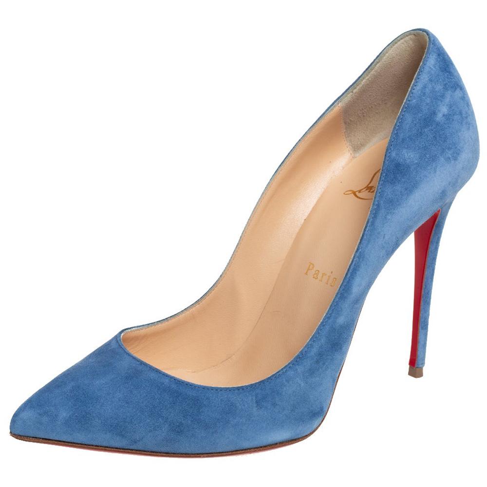 Christian Louboutin Blue Suede Pigalle Follies Pumps Size 37.5