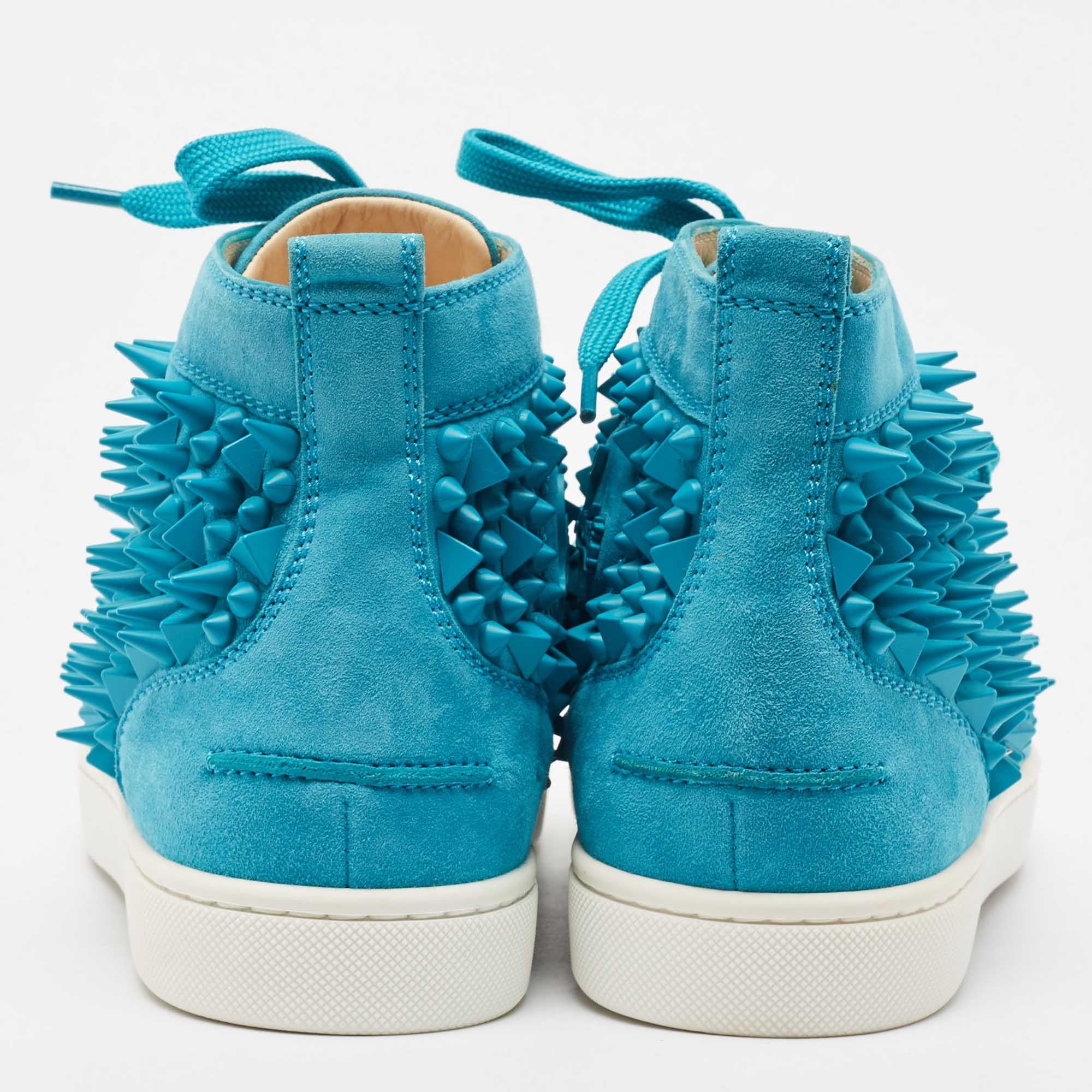 Christian Louboutin Blue Suede Pik Pik Louis High Top Sneakers Size 40 1