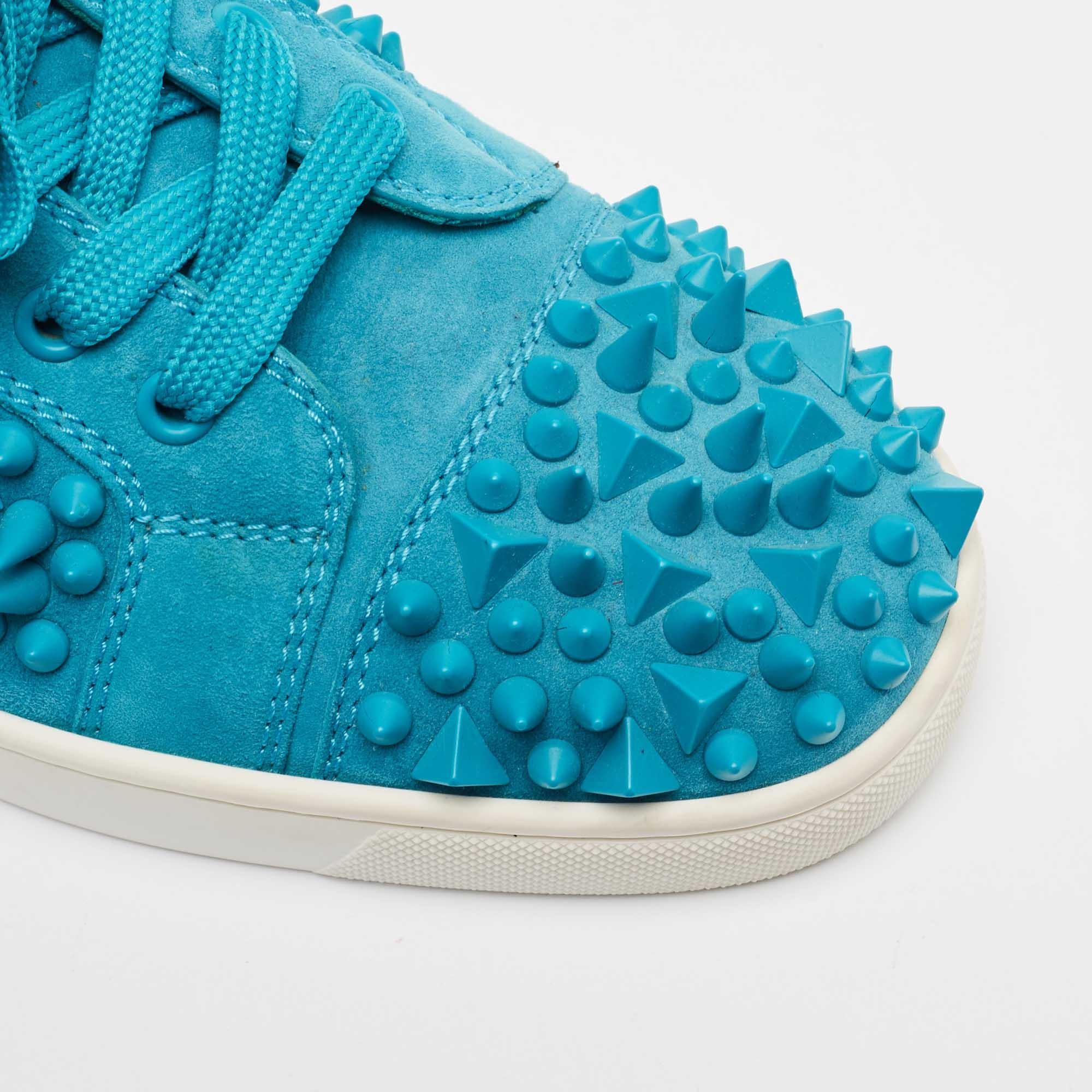 Christian Louboutin Blue Suede Pik Pik Louis High Top Sneakers Size 40 3