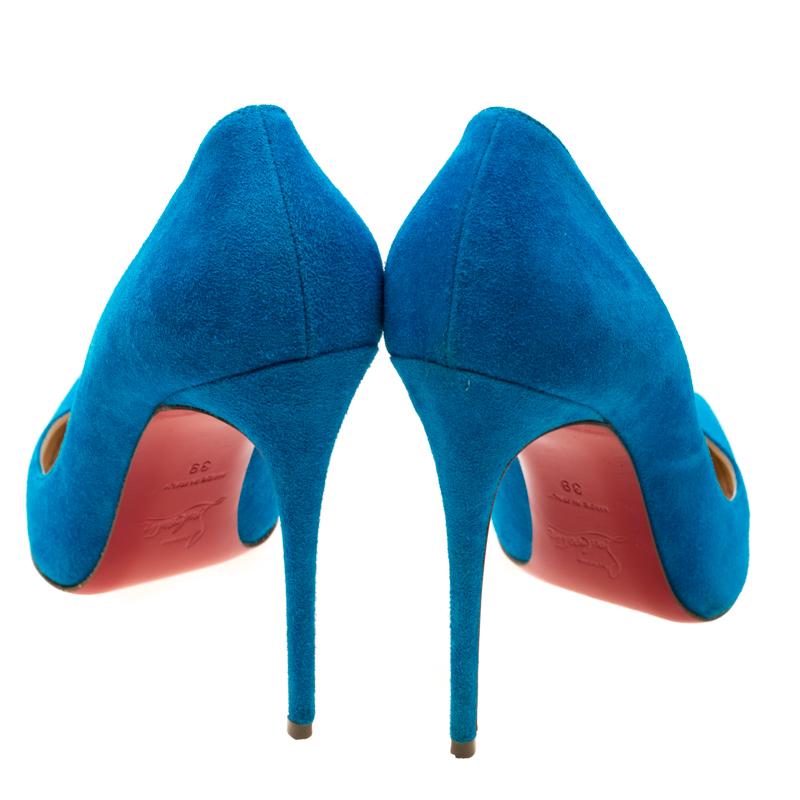 Christian Louboutin Blue Suede Pointed Toe Pumps Size 39 1