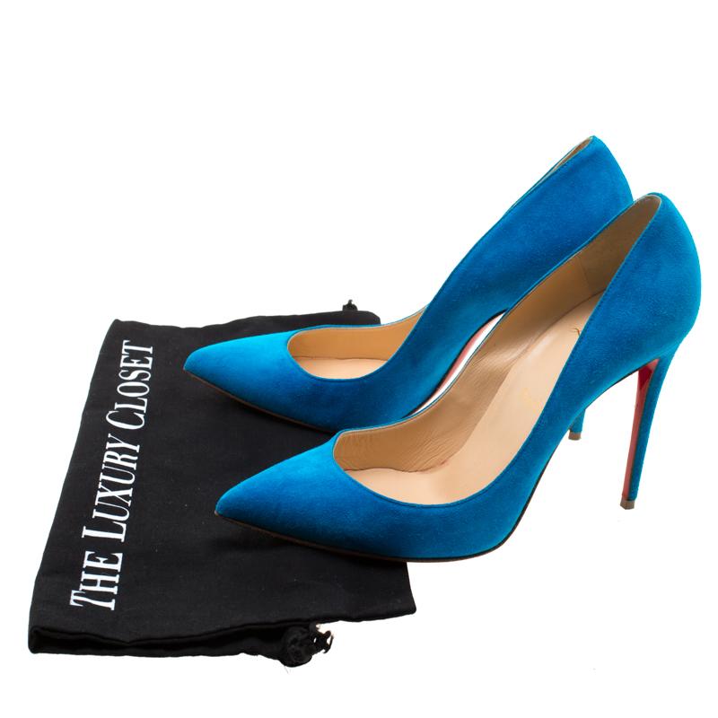 Christian Louboutin Blue Suede Pointed Toe Pumps Size 39 4