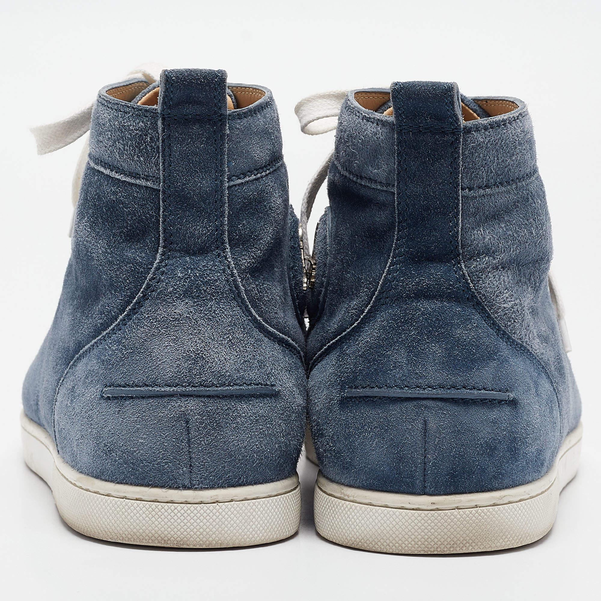 Men's Christian Louboutin Blue Suede Rantus Orlato High Top Sneakers Size 45