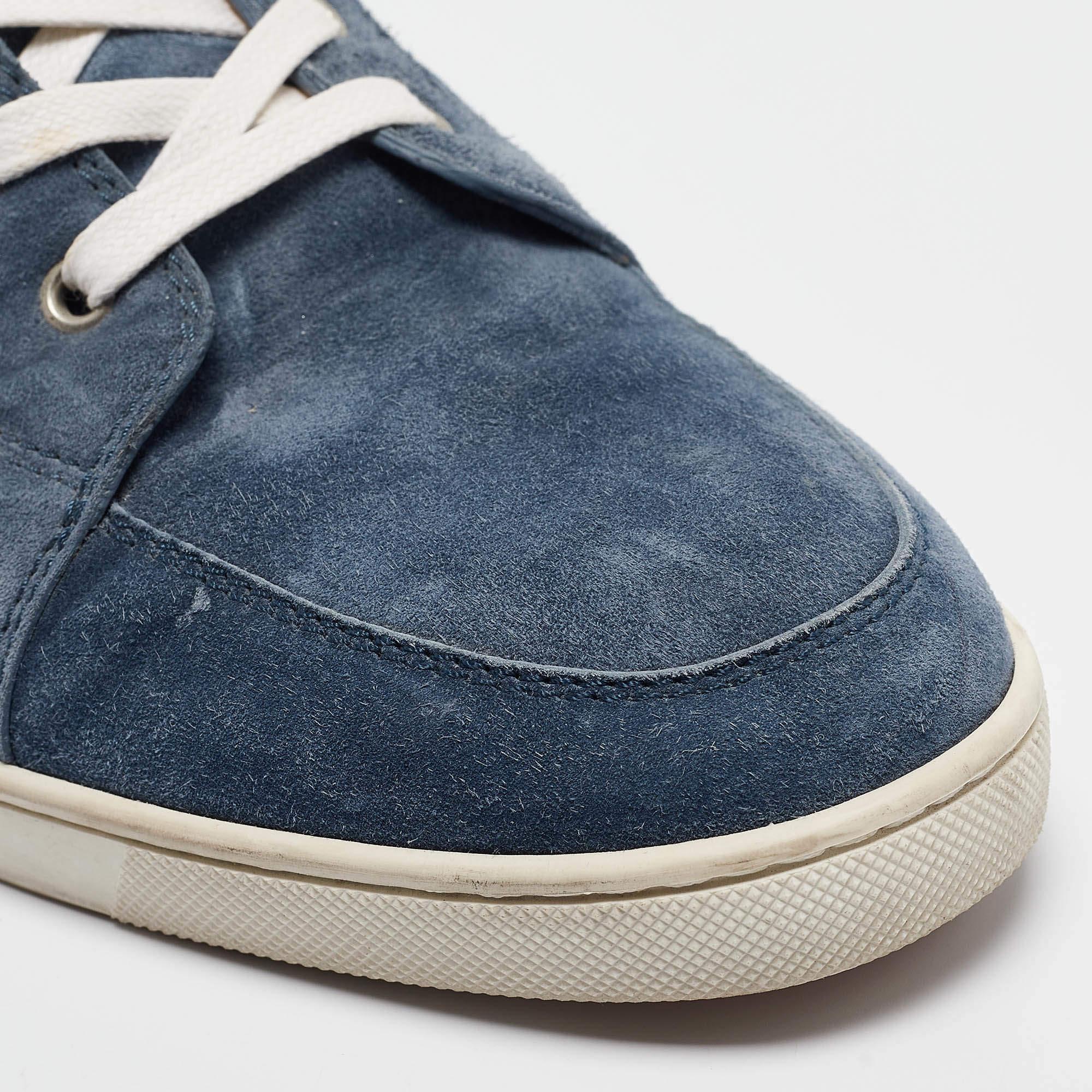 Christian Louboutin Blue Suede Rantus Orlato High Top Sneakers Size 45 2