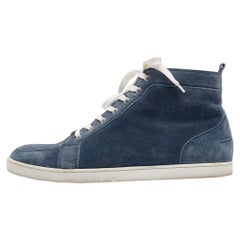 Christian Louboutin Blue Suede Rantus Orlato High Top Sneakers Size 45