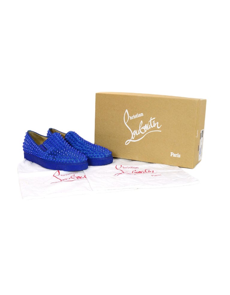 Christian Louboutin Pic Boat Blue Suede Studded Slip-On Sneakers Christian Louboutin Lavander Suede Roller Boat Crystal and  main image 4