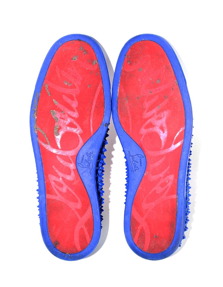 Christian Louboutin Blue Suede Roller Boat Spiked Slip-On  display picture 3
