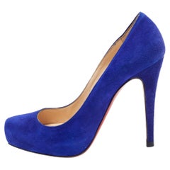 Christian Louboutin Blue Suede Ronaldo Pumps Size 37.5
